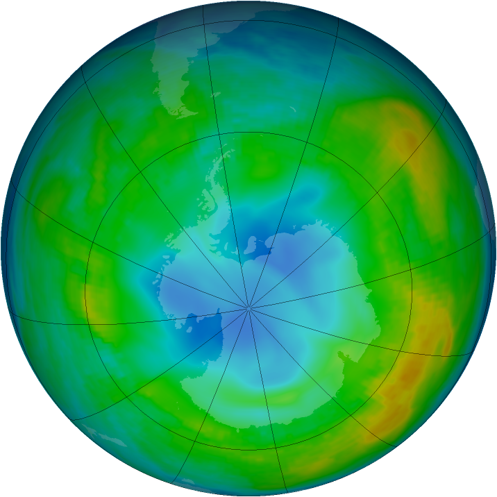 Antarctic ozone map for 15 May 1980